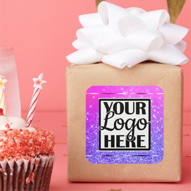 Pegatina Cuadrada Agradables estrellas con logo de PInk Purple Purpu (Fiesta)