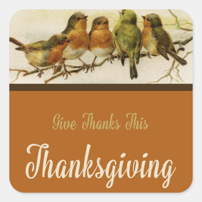 Pegatina Cuadrada Agradecer a los pájaros cantantes (Anverso)