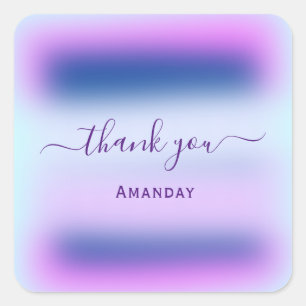 Pegatina Cuadrada Agradecer Nombre Dusty Holográfico  Bridal Sweet16