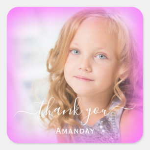 Pegatina Cuadrada Agradecer nombre Marco Foto personalizada Marco Ro