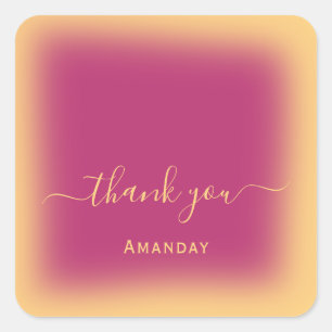 Pegatina Cuadrada Agradecer Nombre Marrón Amarillo Maquillaje Cervez