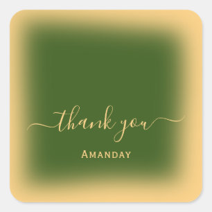 Pegatina Cuadrada Agradecer Nombre Marrón Amarillo Maquillaje Verdor