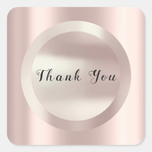Pegatina Cuadrada Agradecido Rosa Boda Minimal 16º Favor
