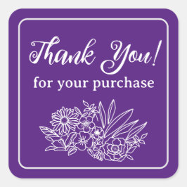 Pegatina Cuadrada Agradecimiento a la flor de pequeñas empresas