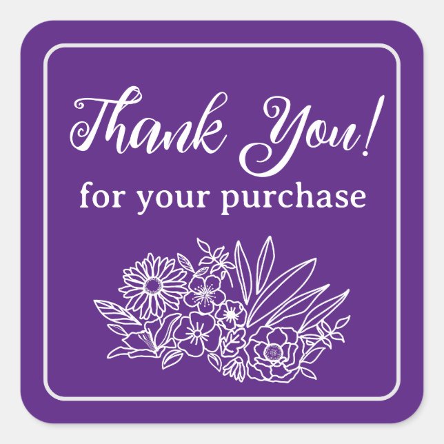 Pegatina Cuadrada Agradecimiento a la flor de pequeñas empresas (Anverso)