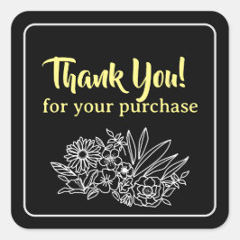 Pegatina Cuadrada Agradecimiento a la flor de pequeñas empresas