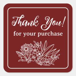 Pegatina Cuadrada Agradecimiento a la flor de pequeñas empresas