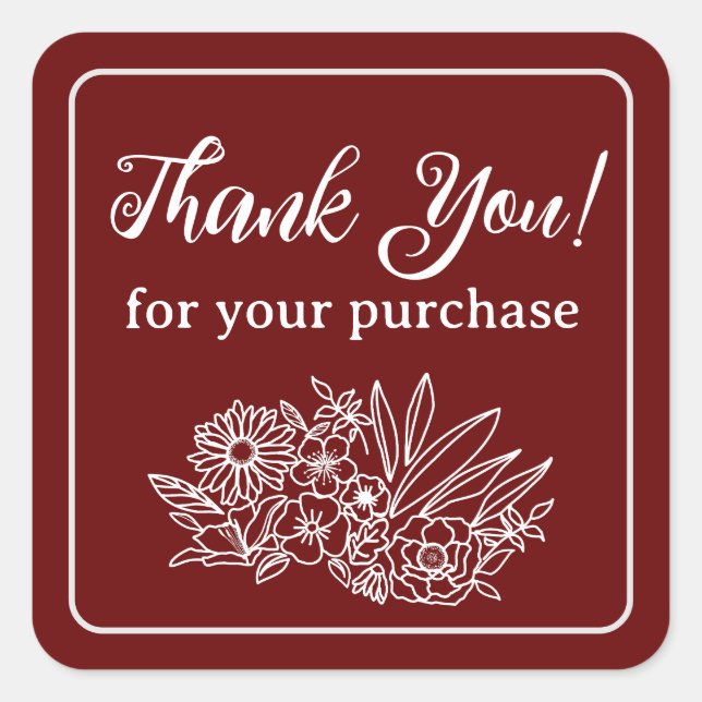 Pegatina Cuadrada Agradecimiento a la flor de pequeñas empresas (Anverso)