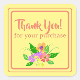 Pegatina Cuadrada Agradecimiento a la flor de pequeñas empresas