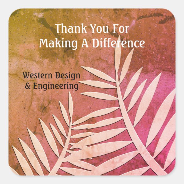 Pegatina Cuadrada Agradecimiento a los empleados. (Anverso)