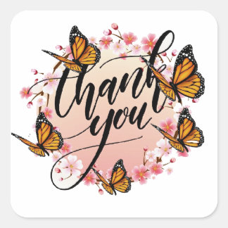 Pegatina Cuadrada agradecimiento a stiker