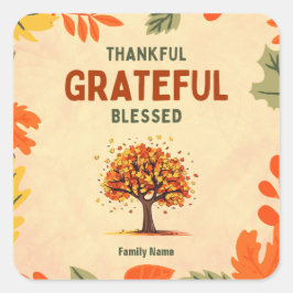 Pegatina Cuadrada Agradecimiento, agradecimiento, bendición - Nombre