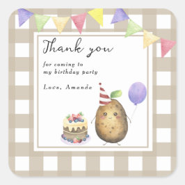 Pegatina Cuadrada Agradecimiento cumpleaños Watercolor Potato 1