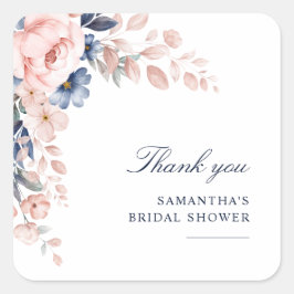 Pegatina Cuadrada Agradecimiento de Despedida de Soltera con Acuarel