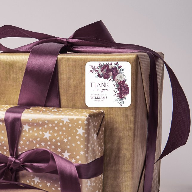 Pegatina Cuadrada Agradecimiento de Despedida de Soltera con Arco Fl (Subido por el creador)