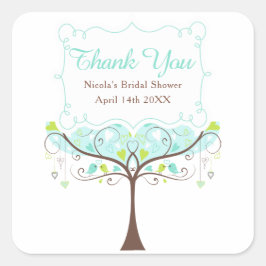 Pegatina Cuadrada Agradecimiento de Despedida de Soltera con Flores 