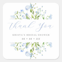 Pegatina Cuadrada Agradecimiento de Despedida de Soltera con Flores 