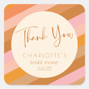 Pegatina Cuadrada Agradecimiento de Despedida de Soltera Geométrico 