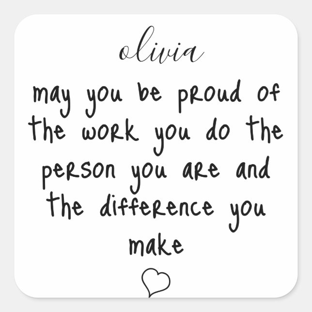 Pegatina Cuadrada Agradecimiento De Los Empleados (Anverso)