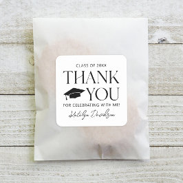 Pegatina Cuadrada Agradecimiento de Serif Moderno Clase de Graduació