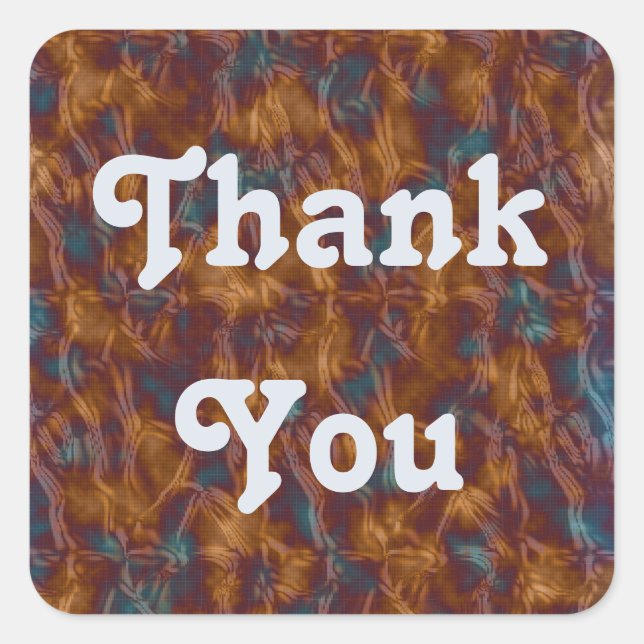 Pegatina Cuadrada Agradecimiento del patrón de tinte azul dorado (Anverso)