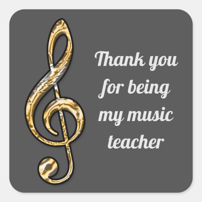 Pegatina Cuadrada Agradecimiento del profesor de música (Anverso)