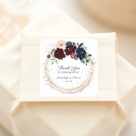 Pegatina Cuadrada Agradecimiento floral de Abrazo | Armada de Borgoñ