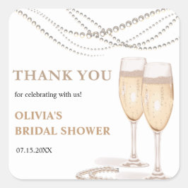 Pegatina Cuadrada Agradecimiento para Despedida de Soltera con Perla