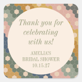 Pegatina Cuadrada Agradecimiento personalizado para ducha de novia V