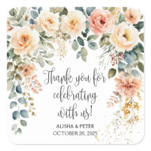 Agradecimiento Plano de Acuarela Floral Rubor