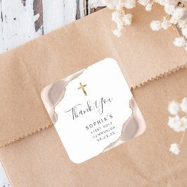 Pegatina Cuadrada Agradecimiento por el oro marfileño, primera comun