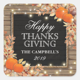 Pegatina Cuadrada Agradecimiento ruso otoño otoño cosecha Acción de