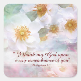 Pegatina Cuadrada Agradecimiento y aprecio de White Roses