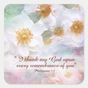 Pegatina Cuadrada Agradecimiento y aprecio de White Roses