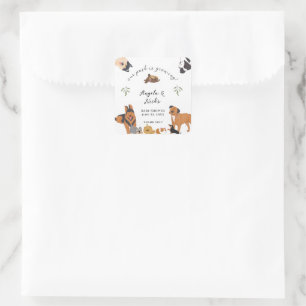 Pegatina Cuadrada Agradecimientos de Baby Shower de Perros Cute Wate