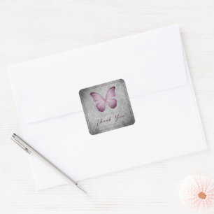Pegatina Cuadrada Agradecimientos de matrimonio para mariposa de col