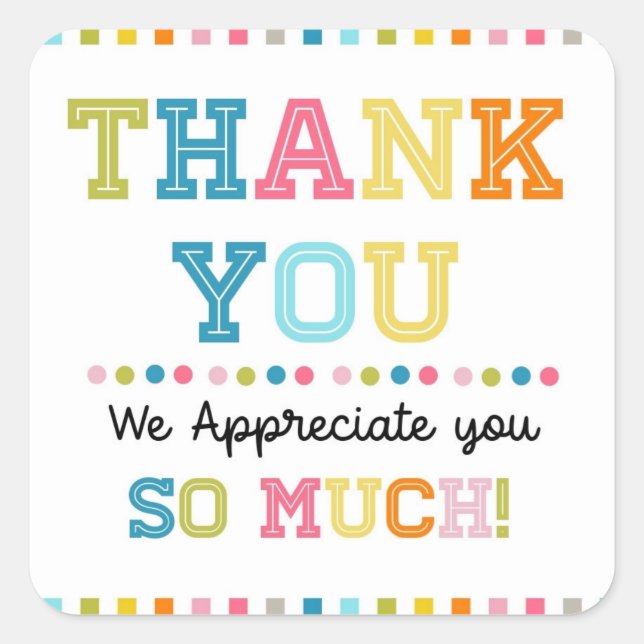 Pegatina Cuadrada Agradezco su agradecimiento (Anverso)