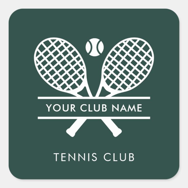 Pegatina Cuadrada Agrega el nombre de tu club Iconos de tenis verde (Anverso)