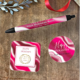 Pegatina Cuadrada Agregar logotipo de la empresa Feliz Navidad Caña 