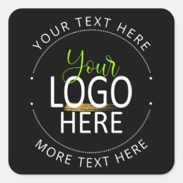 Pegatina Cuadrada Agregar logotipo negro Crea tu propio negocio pequ