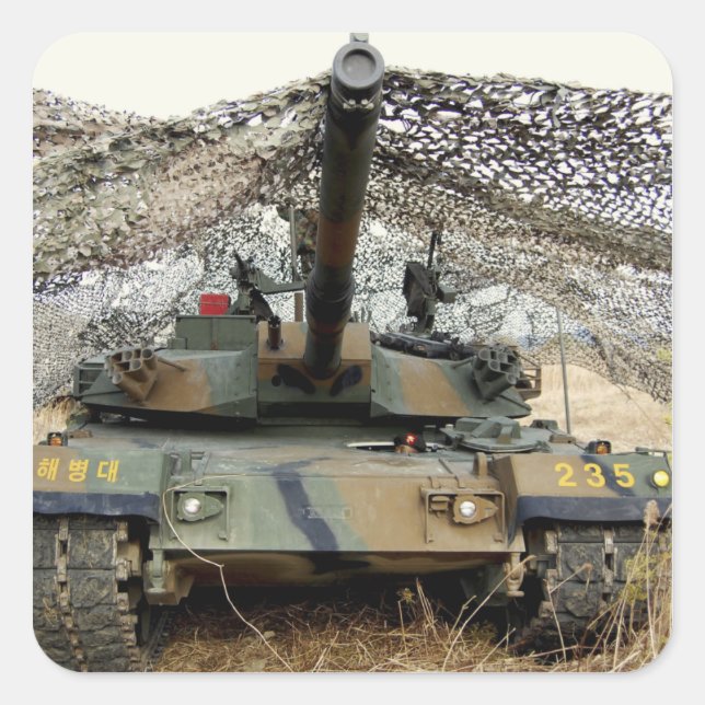 Pegatina Cuadrada Agresores de la República de Corea (Anverso)