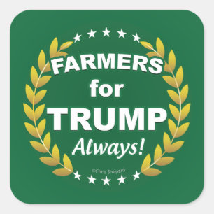 Pegatina Cuadrada ¡Agricultores por Trump! ¡Siempre!