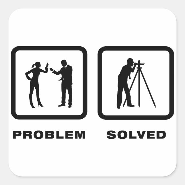 Pegatina Cuadrada Agrimensor de tierras (Anverso)