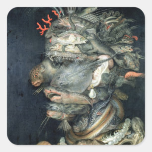 Pegatina Cuadrada Agua, (aceite sobre lienzo), Arcimboldo, Giuseppe