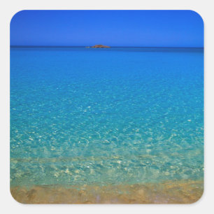 Pegatina Cuadrada Agua azul, Islas Exuma, Bahamas.