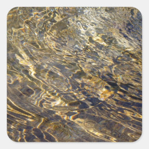 Pegatina Cuadrada Agua de la fuente dorada 2