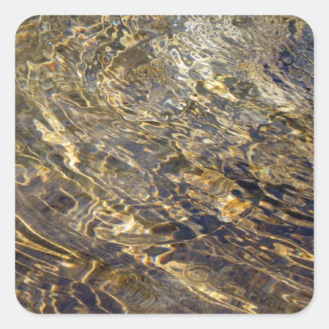 Pegatina Cuadrada Agua de la fuente dorada 2 (Anverso)
