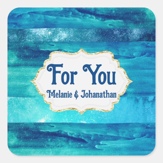 Pegatina Cuadrada Agua de olas del mar azul de la costa para ti (Anverso)