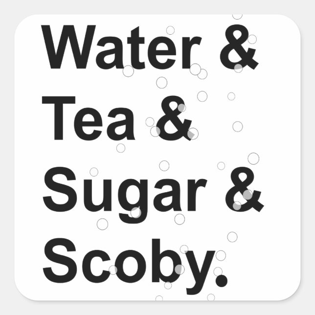 Pegatina Cuadrada Agua Tea Azúcar Scoby (Anverso)