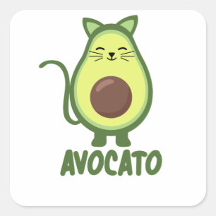 Pegatina Cuadrada Aguacate Cat Funny Comida Kitten Aguacate